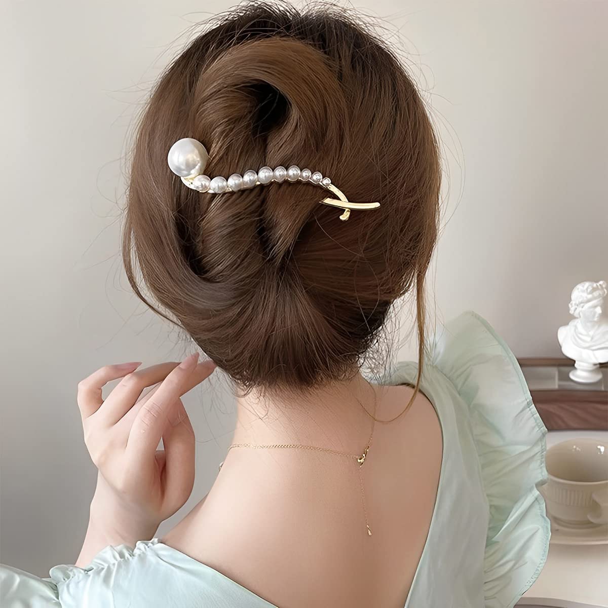 PALAY Hair Clips for Women featuring Alloy Pearl Banana Clip for French Twist Hairstyles | Elegant Metal Claw Accessory for Daily and Party Wear