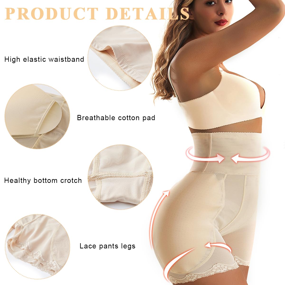 PALAY Hip Pads for Women with Dual Side Inserts and 74cm Waist Fit | Apricot Dacron 2 PCS