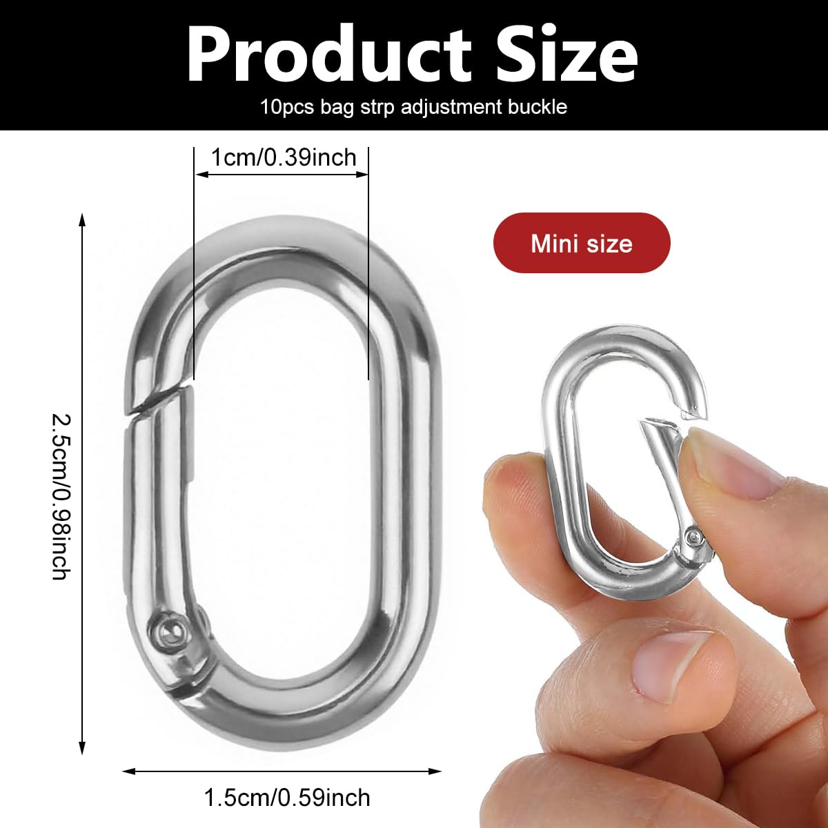 PALAY Bag Strap Link Clasps for Handbags with 0.9 in Quick Release Spring Hooks | Silver 10 Pcs