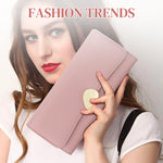 PALAY Purse for Women featuring 10 Card Slots and Zippered Section | Pink PU Leather Wallet