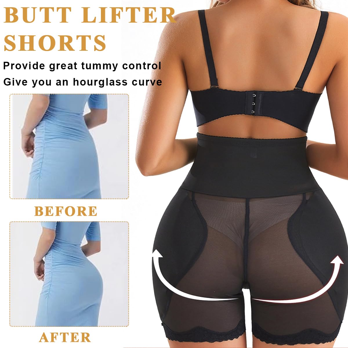PALAY Hip Pads for Women with High Waist Butt Lifter Design 2PCS Black | 74cm Waist