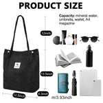 PALAY Tote Bag for Shopping and Daily Use featuring Snap Button Closure | Corduroy Black 39x12x35cm