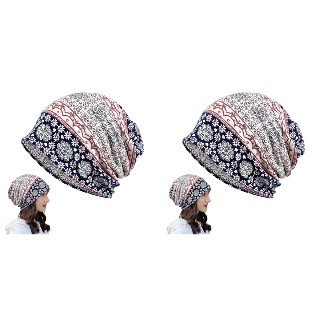 PALAY Hijab Caps for Women featuring Two Openings 27x28cm Stretch Polyester Spandex | Floral Slouchy Beanie for Chemo and Everyday Wear