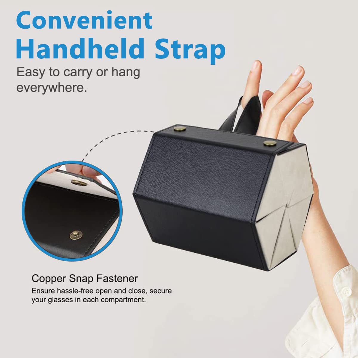 PALAY Sunglasses Organizer for 6 Pairs with Hanging and Folding Design in Brown | PU Leather Eyewear Storage Box