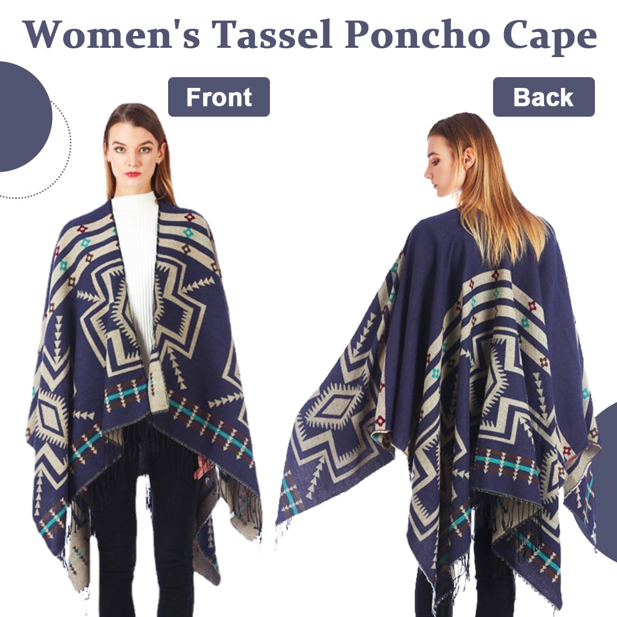 PALAY Womens Shawl for Winter and Indoor Outdoor Use with Front Loop 51 x 59 in | Soft Dacron Checked Wrap Black