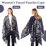 PALAY Womens Shawl for Winter and Indoor Outdoor Use with Front Loop 51 x 59 in | Soft Dacron Checked Wrap Black