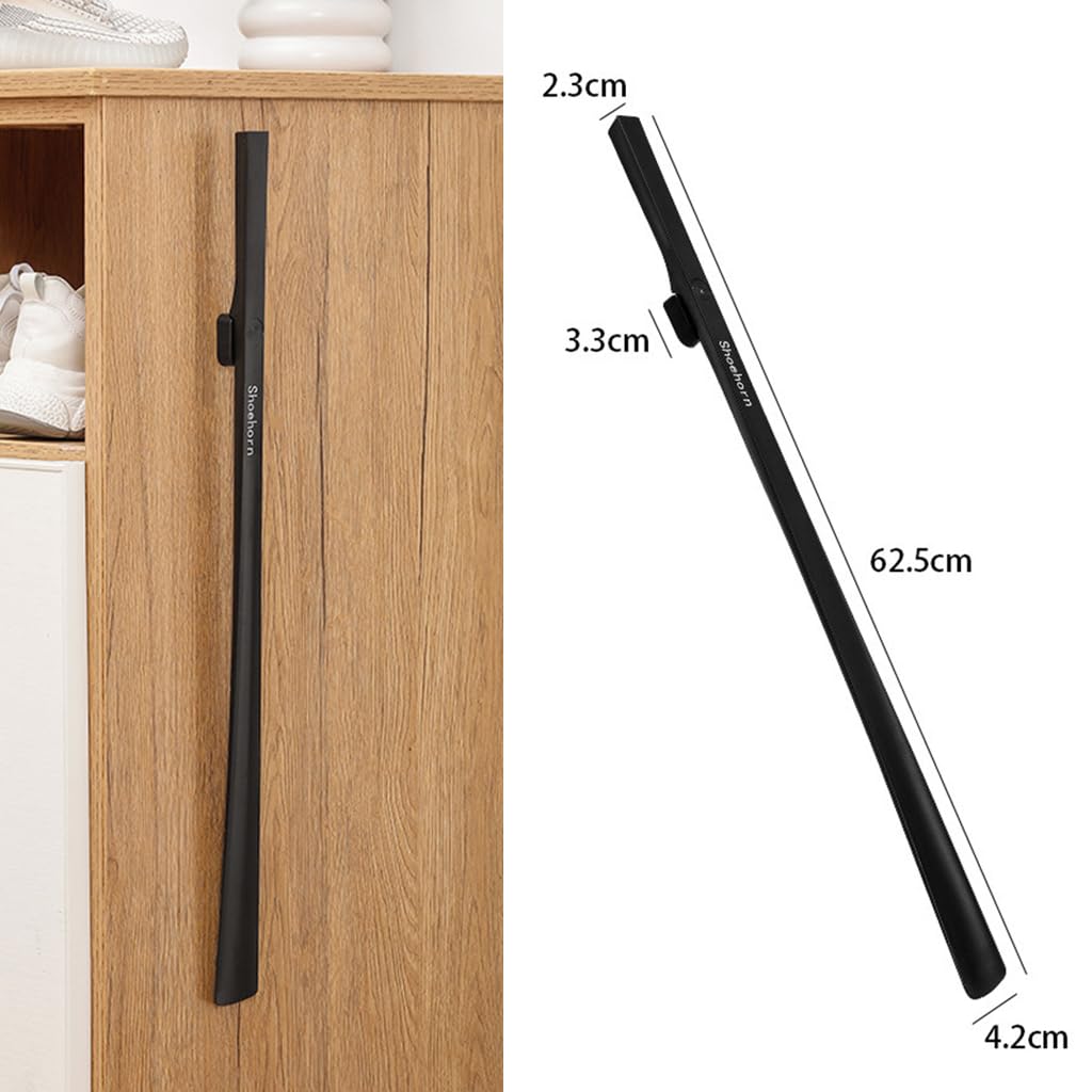 PALAY Shoehorn for Easy Wear with 24.6 in Ergonomic Handle and Magnetic Wall Hook | ABS Black