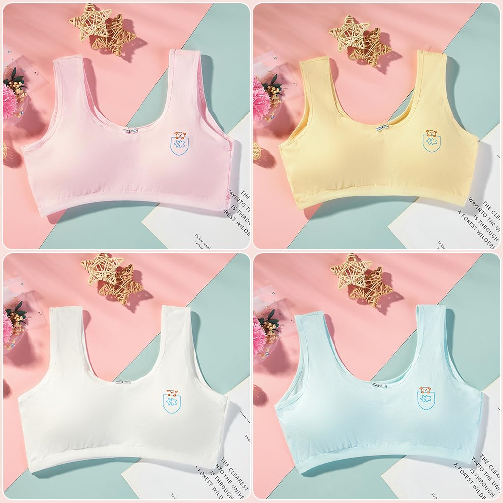 PALAY Training Bras for Teen Girls 8–12 with Non Wired Support and Cotton Comfort | 4 Pack