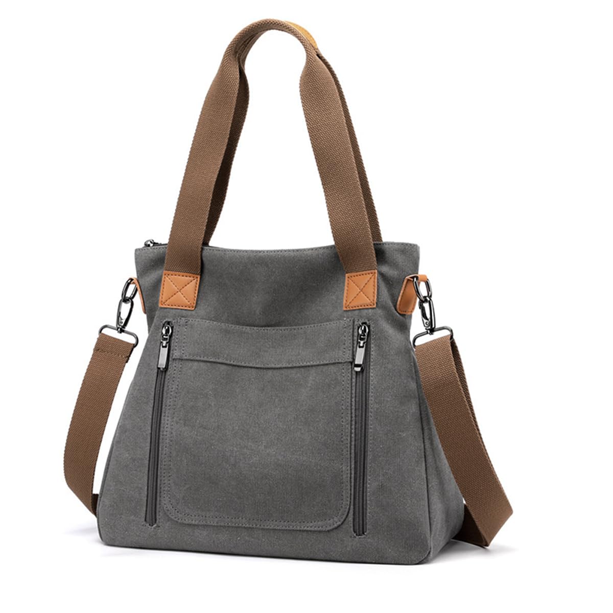PALAY Women's Canvas Shoulder Tote Bag for Everyday Use with Detachable Strap and 35×12×32 cm Capacity | Grey Crossbody Handbag