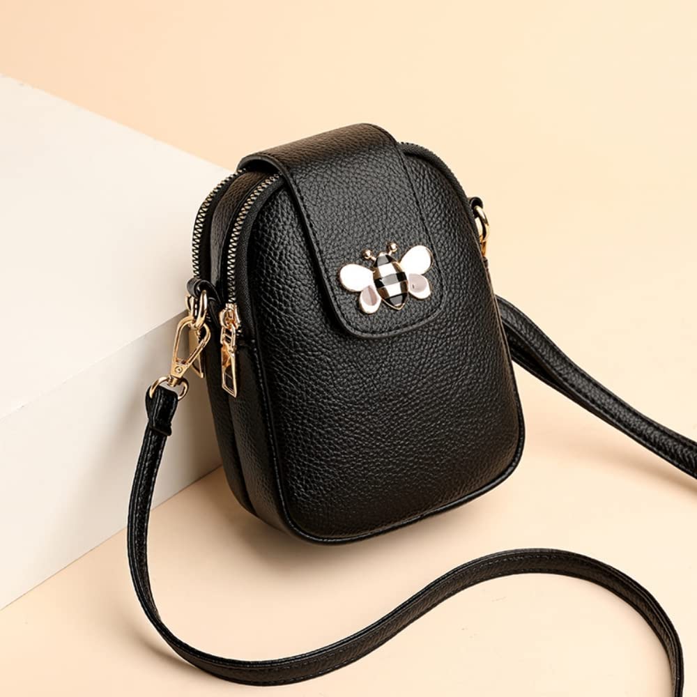PALAY Small Crossbody Phone Bag for Women with Multi Layer Zipper Compartments 5.1×3.2×7.8 in PU Leather | Classic Solid Color Purse for Daily Use
