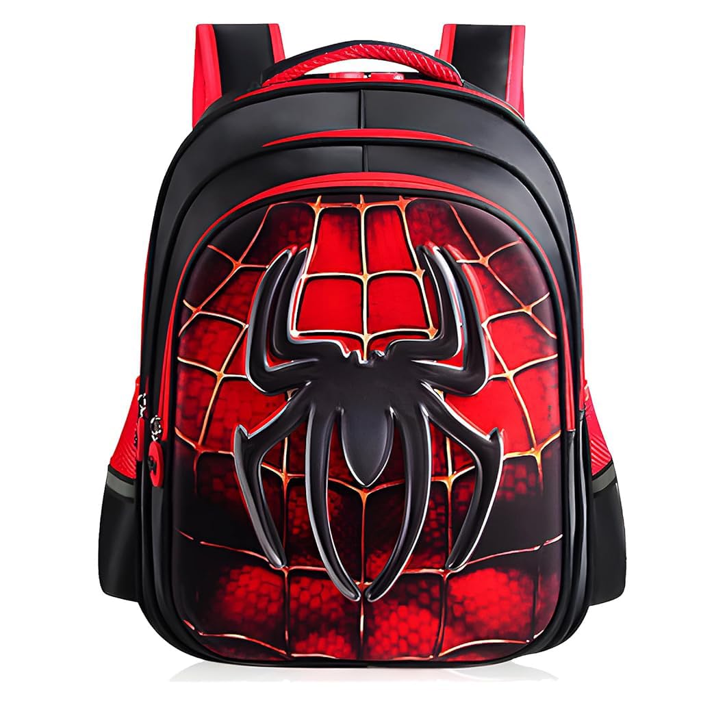 PALAY School Kids Backpack for 6–10 Years with 3D Hard Shell Spider Design and Padded Straps