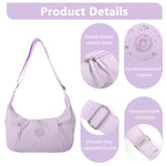 PALAY Shoulder Bag for Women with Multiple Zipper Pockets and Adjustable Strap Violet