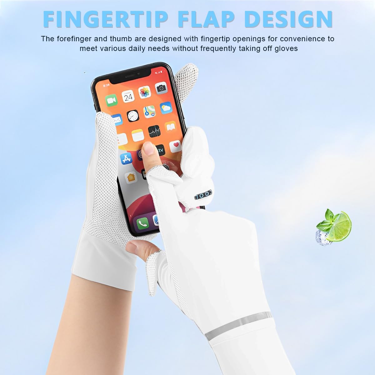 PALAY Hand Gloves for Sun Protection with UPF 50 and Open-Fingertip Design | Ice-Silk Breathable Gloves for Women
