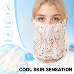 PALAY Face Mask for Women with UPF 50 Plus Sun Protection and Adjustable Ear Loops | Breathable Reusable Floral Cover in Pink