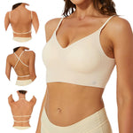 PALAY® Women's Low Back Seamless Bras Backless Multiway Convertible Adjustable Strap Halter Lifting Bra Spaghetti Strap Wire-Free with Padded Removeable, Beige, M