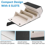 PALAY Sunglasses Organizer for 6 Pairs with Hanging and Folding Design in Brown | PU Leather Eyewear Storage Box