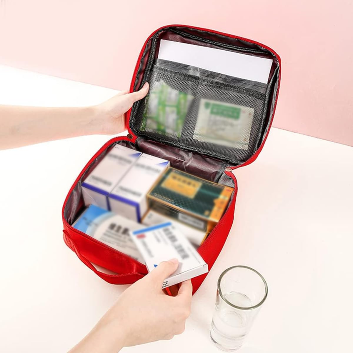 PALAY Medicine Organizer Set for Home and Travel with Dual Zippers and 600D Oxford | 2 Bag Sizes 25x13x20 cm and 14x11x3 cm