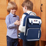 PALAY® School Backpack for Kids Waterproof School Backpack with Chest Buckle & Reflective Strip Kids School Backpack Burden-relief School Backpack for Kids 5-10 Years Old, Dark Blue