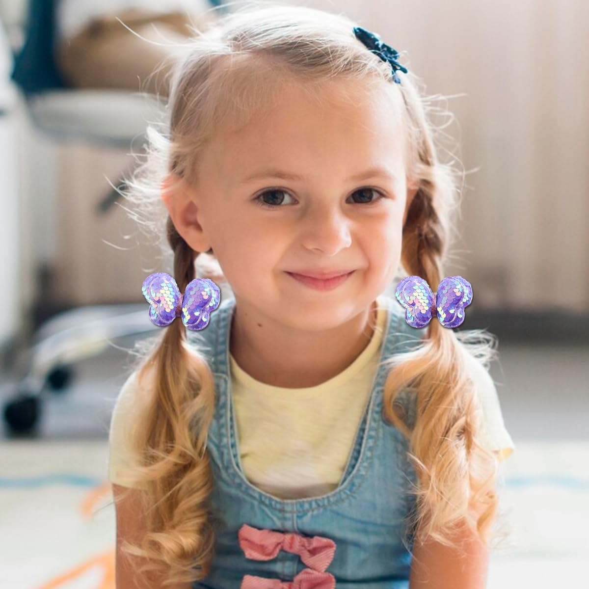 PALAY Hair Bow Scrunchies featuring Glitter Sequins and Butterfly Accents for Girls | 6pcs Set