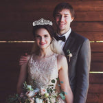 PALAY Tiara Crown for Wedding and Party with Side Combs featuring 13cm Width | Silver Crystal Headband for Women and Girls