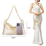 PALAY Women Satin Evening Handbag for Formal Events with 27.5x15cm Size and Removable Chain Strap