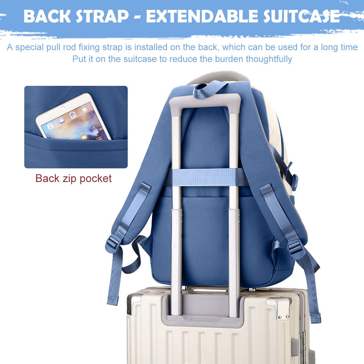 PALAY Girls Backpack for School and Travel with Multi Compartments and Padded Straps | Blue Nylon Design