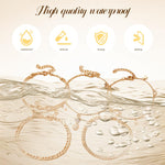 PALAY® Tobilleras bañadas en oro de 14 quilates para mujer, impermeables, pulseras de tobillo para mujer, pulseras de tobillo de eslabones cubanos de espiga para mujer, juego de tobilleras