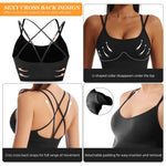 PALAY Sports Bra for Women featuring Cross Back Straps with Padded Nylon Cups | Yoga Workout Top XL