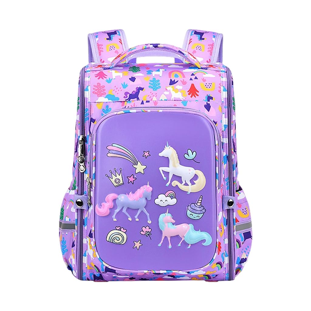 PALAY School Bag for Girls featuring 39×29×17cm capacity with waterproof EVA design | Purple Backpack for Kids 5–10 Years