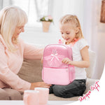 PALAY Girls Backpack for School and Travel with Writable Name Tag | Pink Nylon Ballet Dress Design