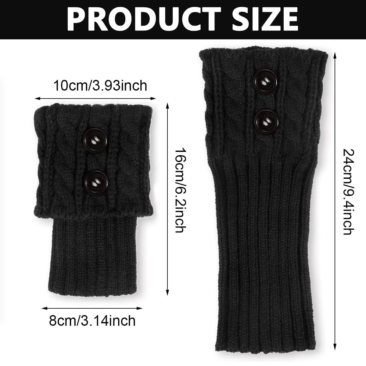 PALAY Winter Leg Warmers for Women featuring Crochet Knitted Acrylic Design | 1 Pair Black
