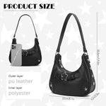 PALAY Shoulder Bag for Evening and Casual Use with Star Rivets 21.5x5.7x11cm Black | PU Handbag for Women