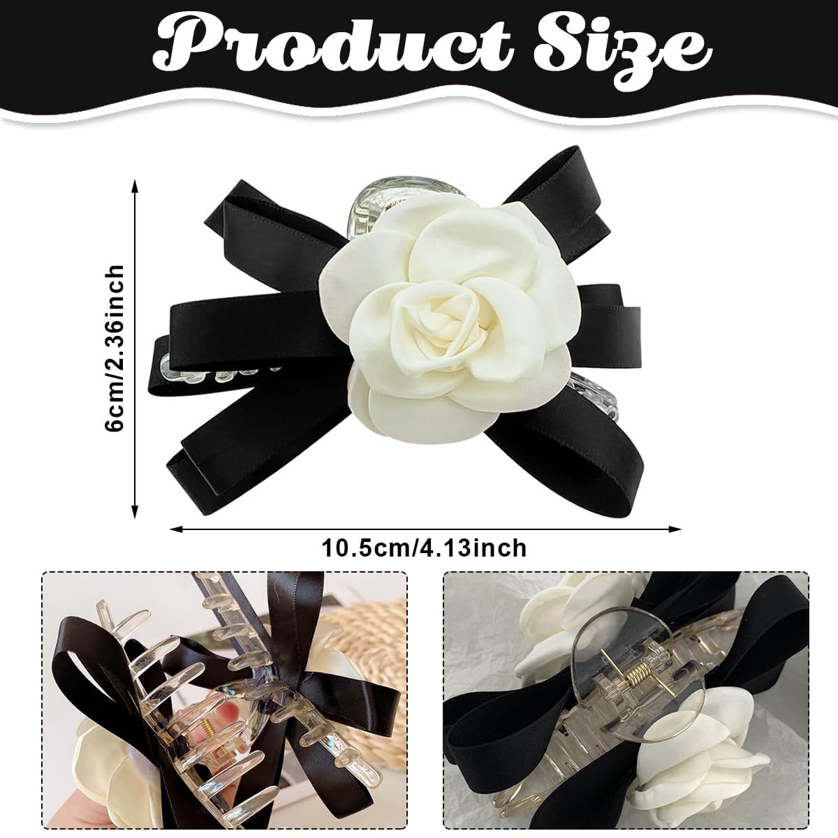 PALAY® Hair Claw Clips for Women Large Camellia Flower Claw Clip Aesthetic Elegant Plastic Jaw Clips Bow Hair Clips for Women Ladies Medium Thick Hair