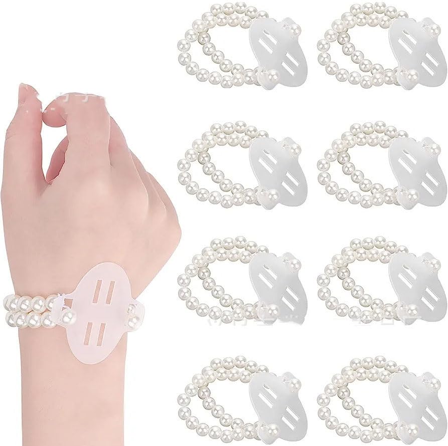 PALAY Pearl Corsage Wristlet Bracelet for Weddings and Proms featuring 8 Elastic Bands | DIY Bridal Accessories