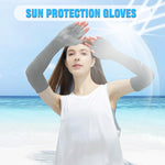 PALAY Hand Gloves for Sun Protection with Integrated Fingerless Sleeves and Cooling Nylon Ice Silk | 2 Pairs for Men and Women