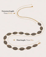 PALAY Boho Waist Belt for Women featuring Adjustable Fit and Golden Metal Concho Design 29.53 in