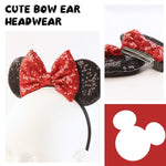 PALAY Mickey Mouse Hair Band for Girls with Shiny Bow & Ears Clips | Party Accessory
