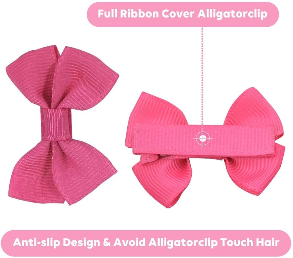 PALAY® 4pcs Elastic Daisy Bow Hair Bands & 20pcs Grosgrain Ribbon Hair Bow Clips Combo for Baby Girls, Handmade Multicolour Set for Newborns, Toddlers, DIY Craft, Gifting & Planners