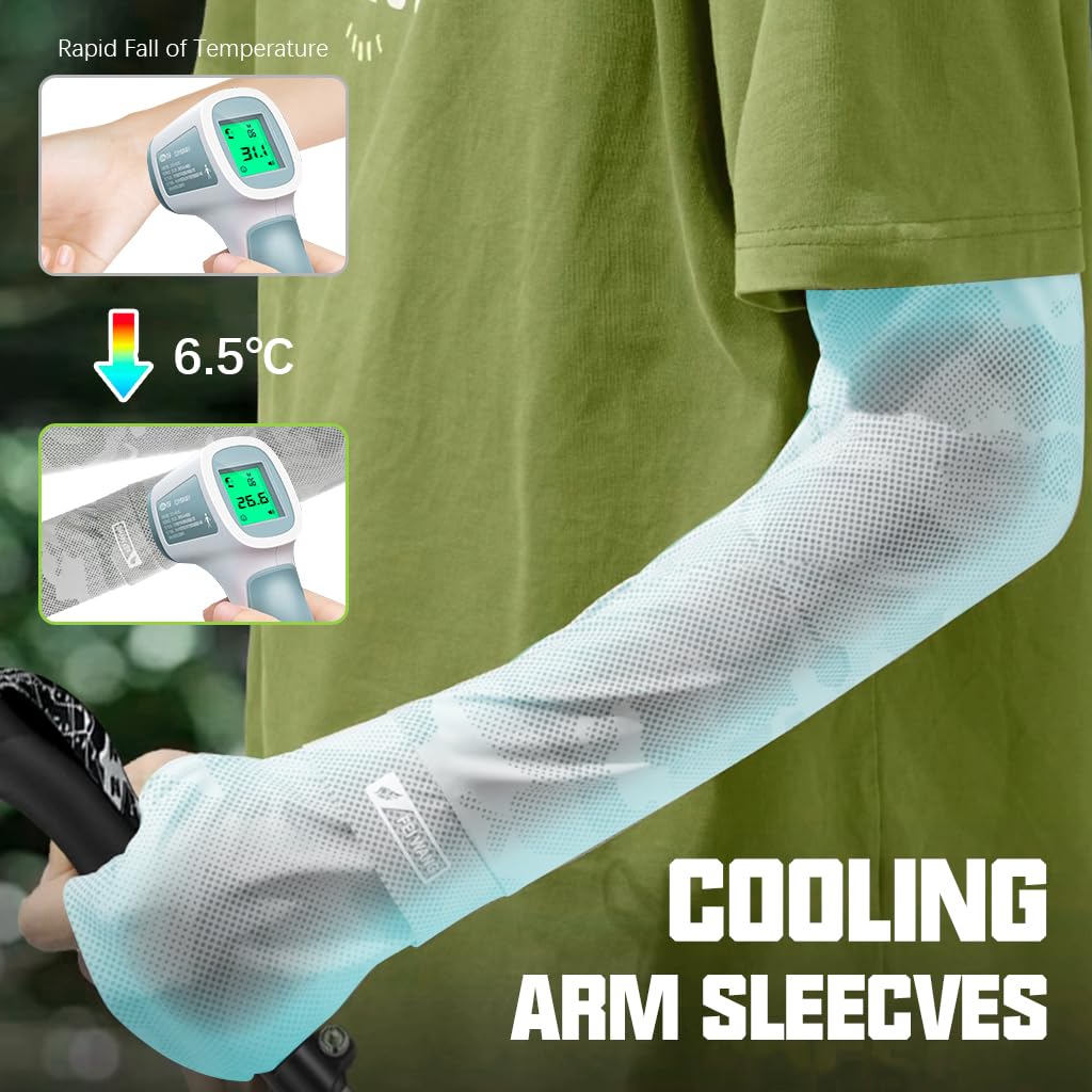 PALAY Arm Sleeves for Outdoor Sports with UPF 50+ UV Protection and Ice Silk Comfort | Thumb Hole Design for Men and Women