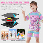 PALAY® Unicorn Swimming Costume For Kids Girls 6-8 Years Old, Multicolored Swim Suit for Kids Girls, One-Piece Cartoon Swimsuit for Girls with Swim Cap, Beachwear Kids Swimming Bathing Suit