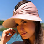 PALAY Sun Hat for Women featuring Wide Brim UV Protection and Pearl Embroidery | Adjustable Beige Visor for Beach and Summer Wear