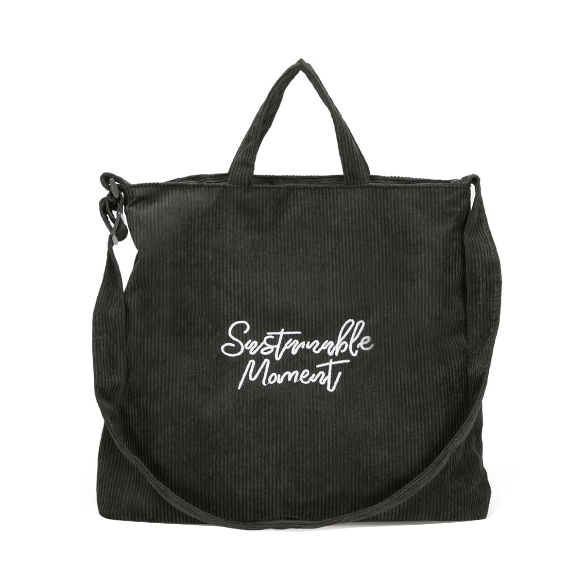 PALAY Tote Bag for Woman with Detachable Crossbody Strap 39x4x37 cm Corduroy | Black