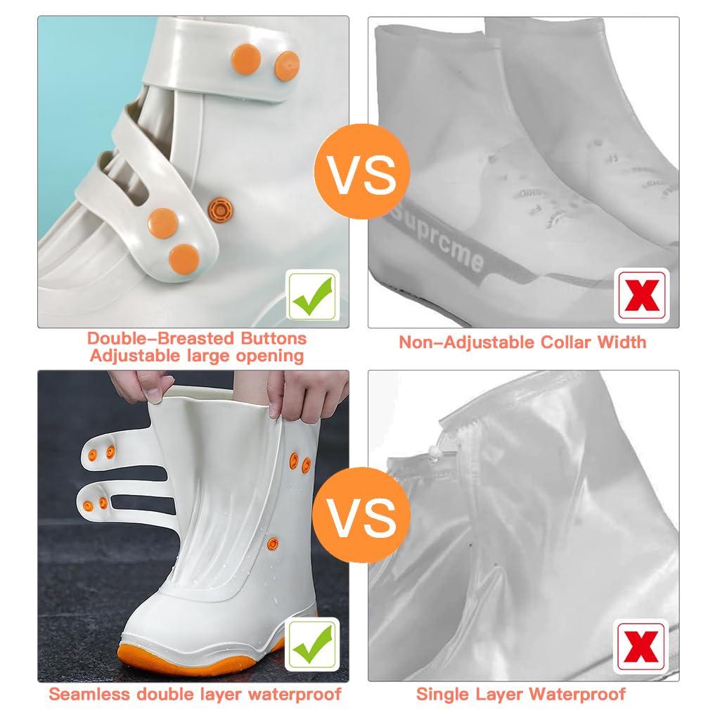 PALAY Silicone Shoe Rain Cover for Outdoor Use with Snap Button Closure and Anti Slip Sole | 2 PCS US Size 7.5 9