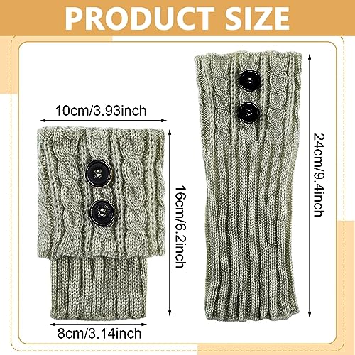 PALAY® Winter Warm Boot Cuffs Short Leg Warmers for Women, Stretchy Crochet Knitted Boot Topper Socks, Fashion Leg Cuff for Girls - 1 Pair, Grey