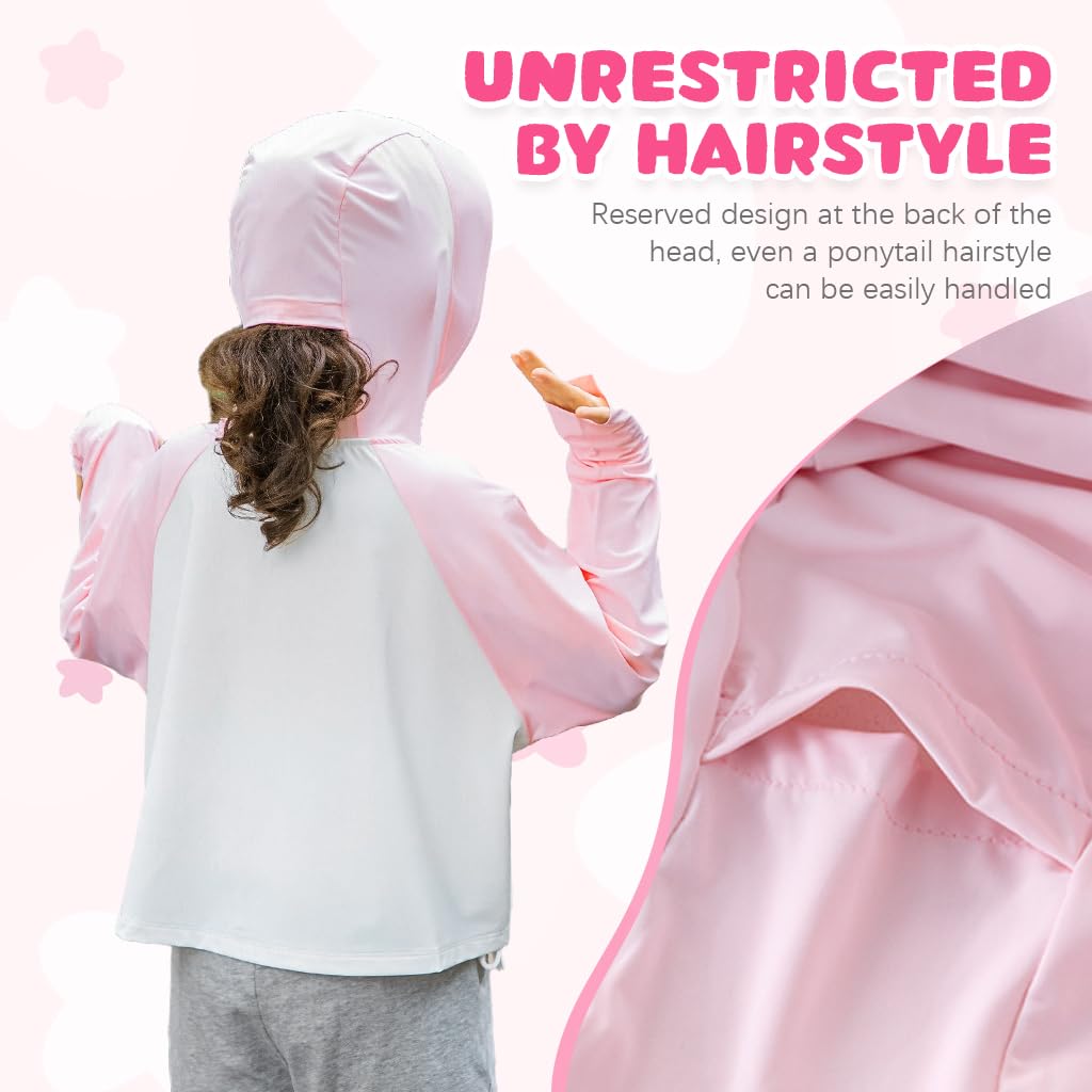 PALAY Kids Sunscreen Jacket for Outdoor Play with Zip Up Closure and Wide Brim Hat | UPF 50+ Sun Protection for Girls Aged 8-9