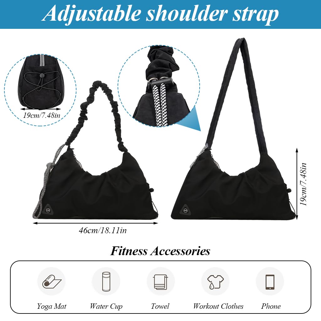 PALAY® Casual Gym Bag Women Shoulder Bag Multifunctional Gym Bag with Shoe Compartment & Yoga Mat Fasten Straps Fashion Waterproof Oxford Cloth Shoulder Bag Gym Bag, 47x19x25cm