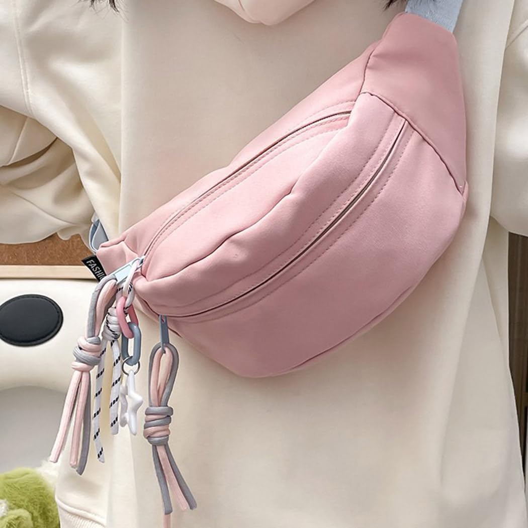 PALAY Waist Bag for Travel with Double Layer Storage featuring Waterproof Nylon Pink Design