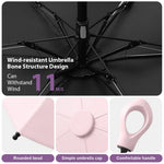 PALAY Mini Sun Umbrella for Travel with 6 Strong Ribs and Rubberized Loop Handle | 2 PCS