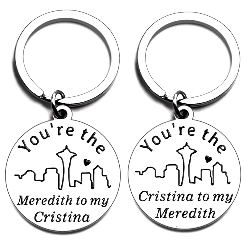 PALAY® A Pair Couple Keychains with Box, Best Friends Soul Sisters BFF Keychains, You're the Meredith to My Cristina' and 'Cristina to My Meredith' Keyrings Birthday Valentine Gift