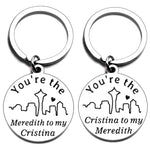 PALAY® A Pair Couple Keychains with Box, Best Friends Soul Sisters BFF Keychains, You're the Meredith to My Cristina' and 'Cristina to My Meredith' Keyrings Birthday Valentine Gift